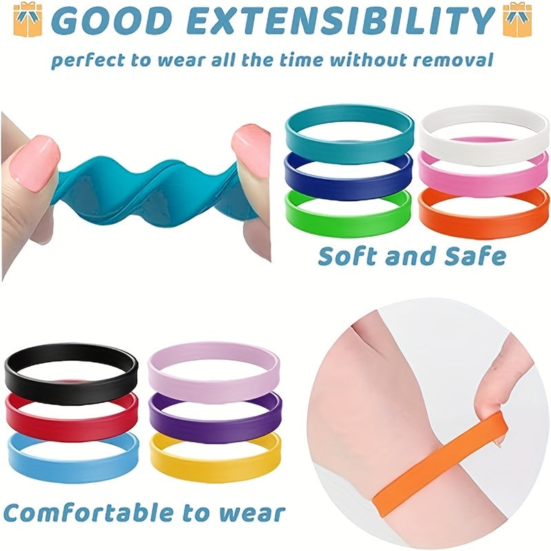 Solid Color Silicone Wristbands - Blank Stretch Bands