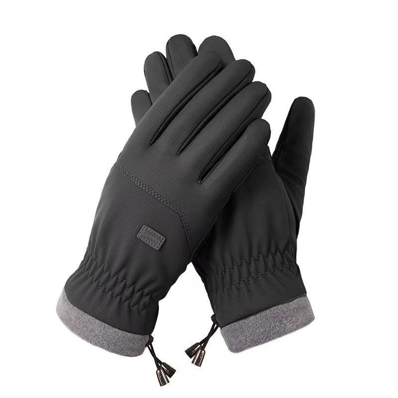Men's Plus Fleece Windproof Waterproof Gloves for Driving Riding