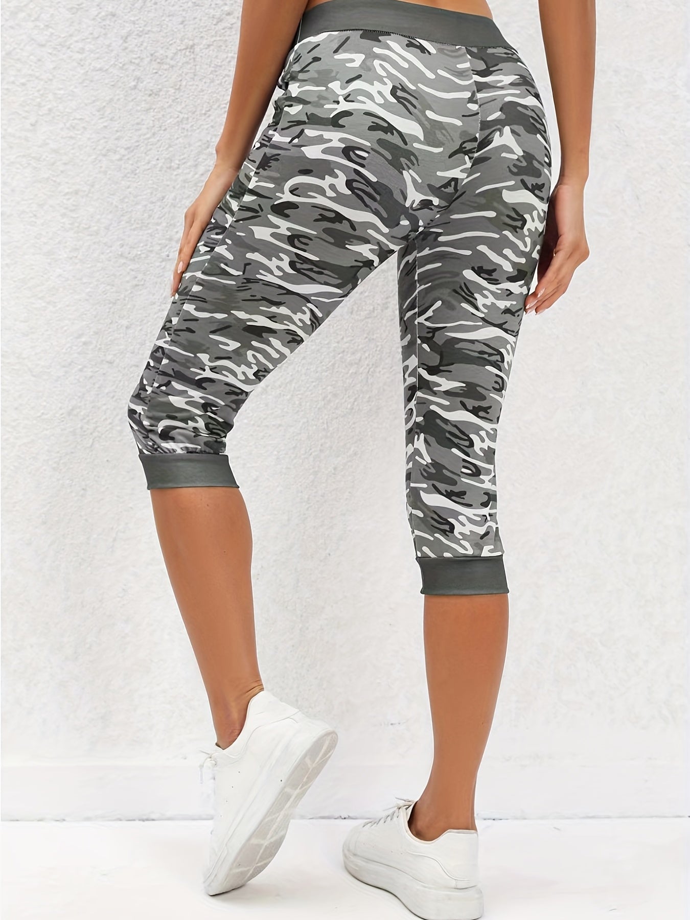Camouflage Print Skinny Capris Leggings for Women