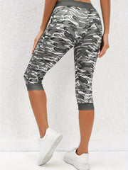 Camouflage Print Skinny Capris Leggings for Women