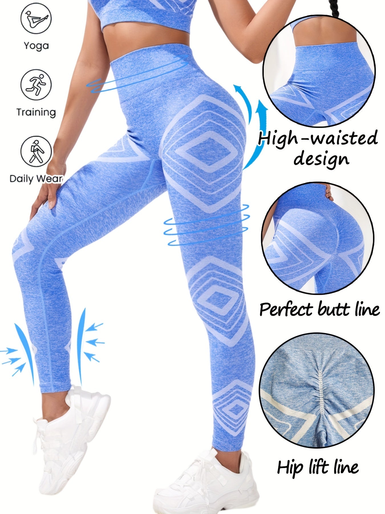 Geometric Pattern Print Yoga Pants Women's Leggings