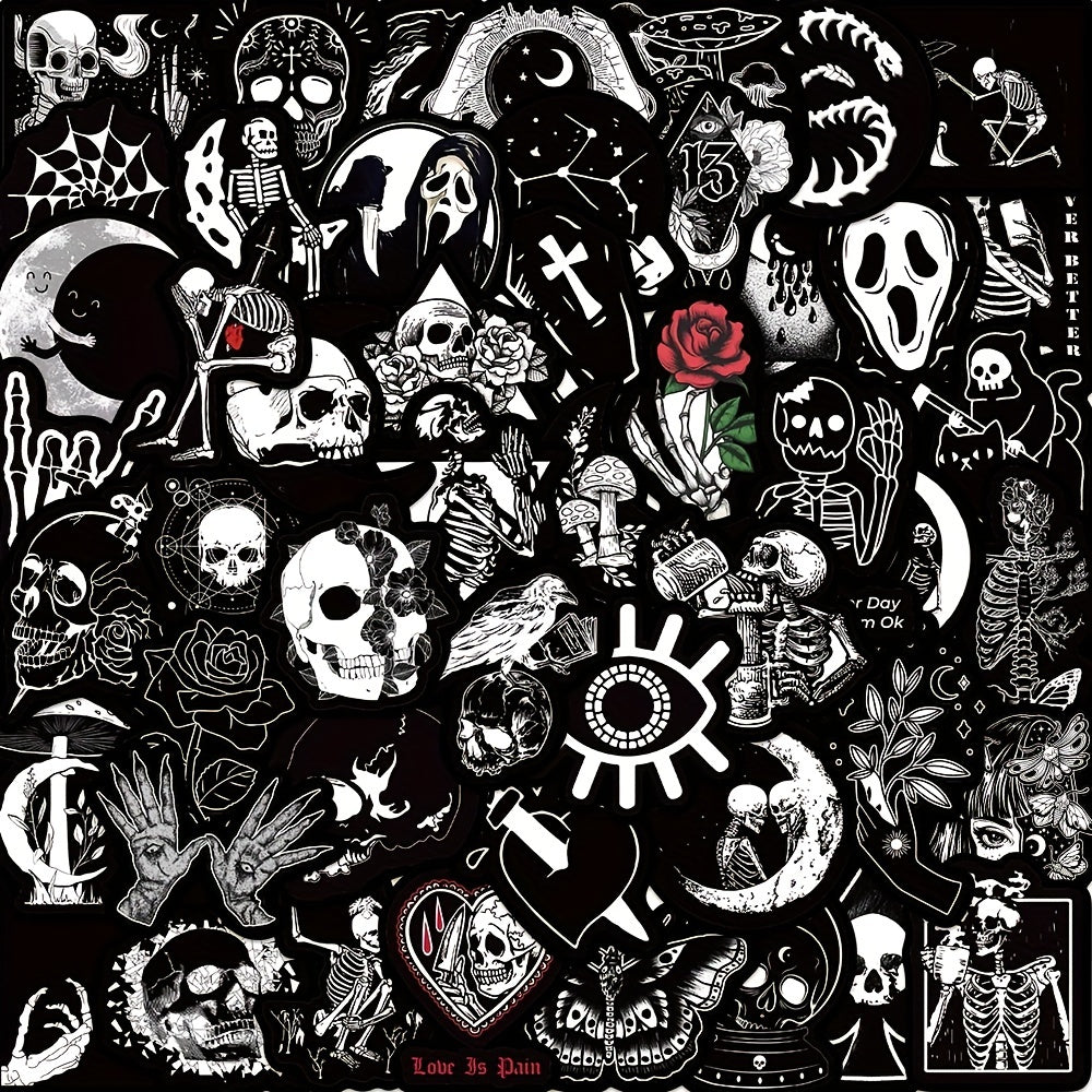 50pcs Horror and Doodle Stickers Waterproof Stickers