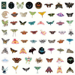 60pcs Cartoon Moth Stickers Waterproof Vinyl For Water Bottle