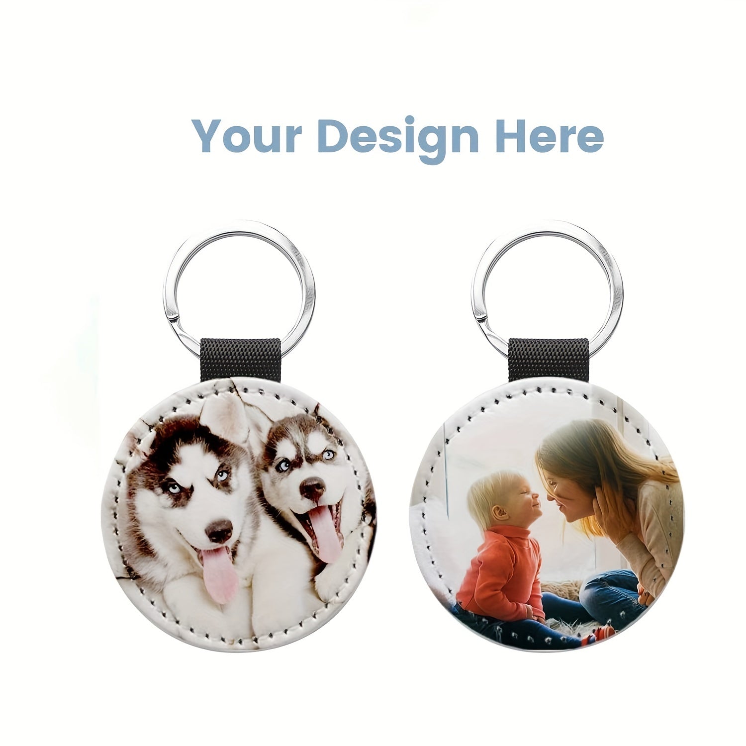 8pcs Sublimation Blank Leather Heart Keychain Backpack Keyring