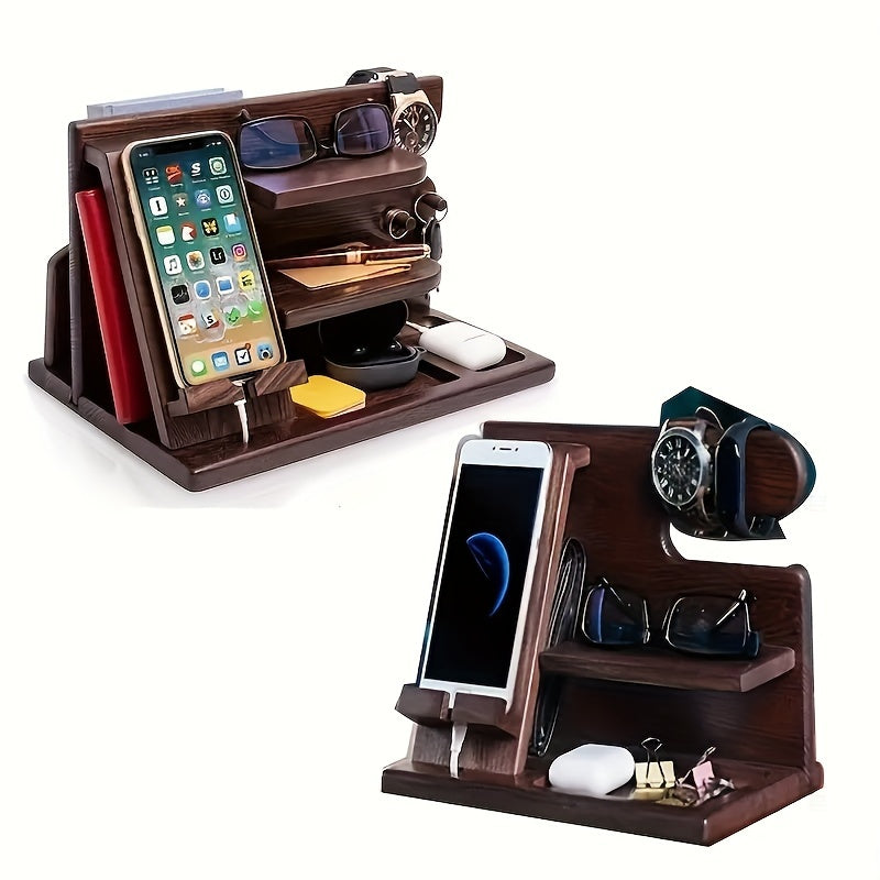 Nightstand Organizer Watch Cell Phone Key Wallet Stand Holder For Man