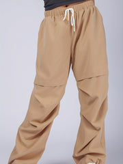 Women's Plus Solid High Rise Cargo Trousers With Pockets