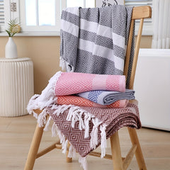 Cotton Woven Beach Towel Soft Bath Sheet Quick Dry 100x180cm