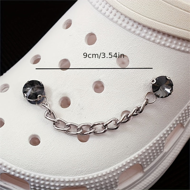 24 Pcs 3D Rhinestone & Chain Shoe Charms For Clogs DIY Accessories