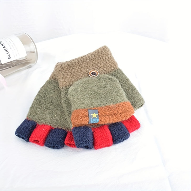 Warm Plush Full Finger Gloves for 5-12Y Kids