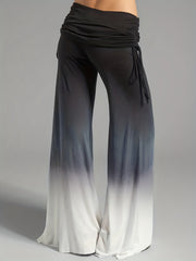 Women's Plus Tie Dye Ombre Print High Waist Wide Leg Drawstring Pant