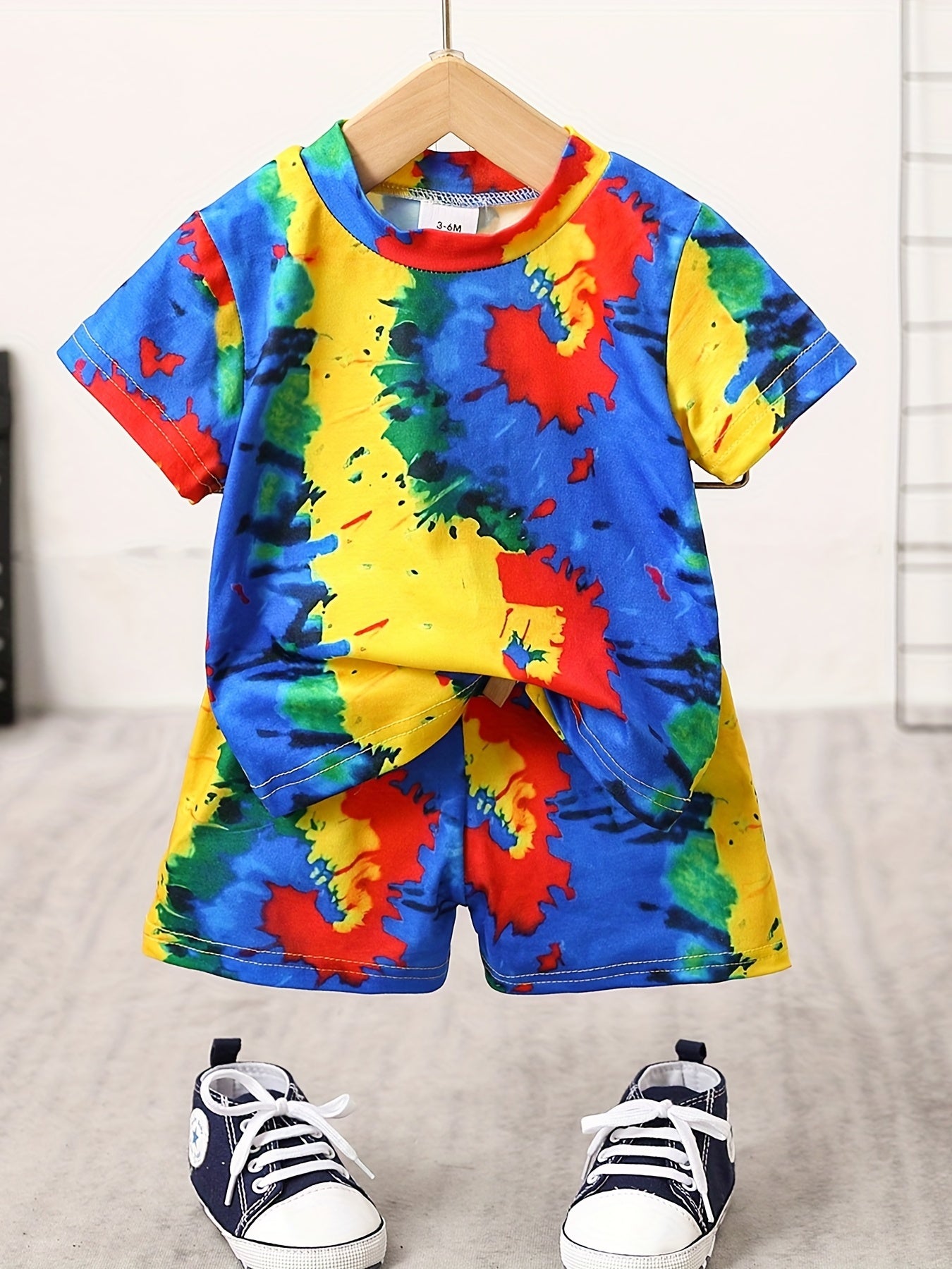 2pcs Baby Boys Tie Dye T shirt & Shorts Set Summer Baby Clothes