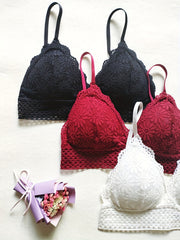 3pcs Lace Wireless Bras Lingerie Set