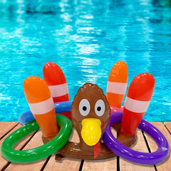 Inflatable Turkey Hat With Ferrules Set Thanksgiving Party Toy