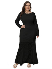 Floral Print Mesh Sleeve Maxi Dress Plus Size
