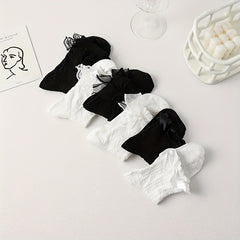 6 Pairs 3D Ruffle Socks Women's Stockings Hosiery