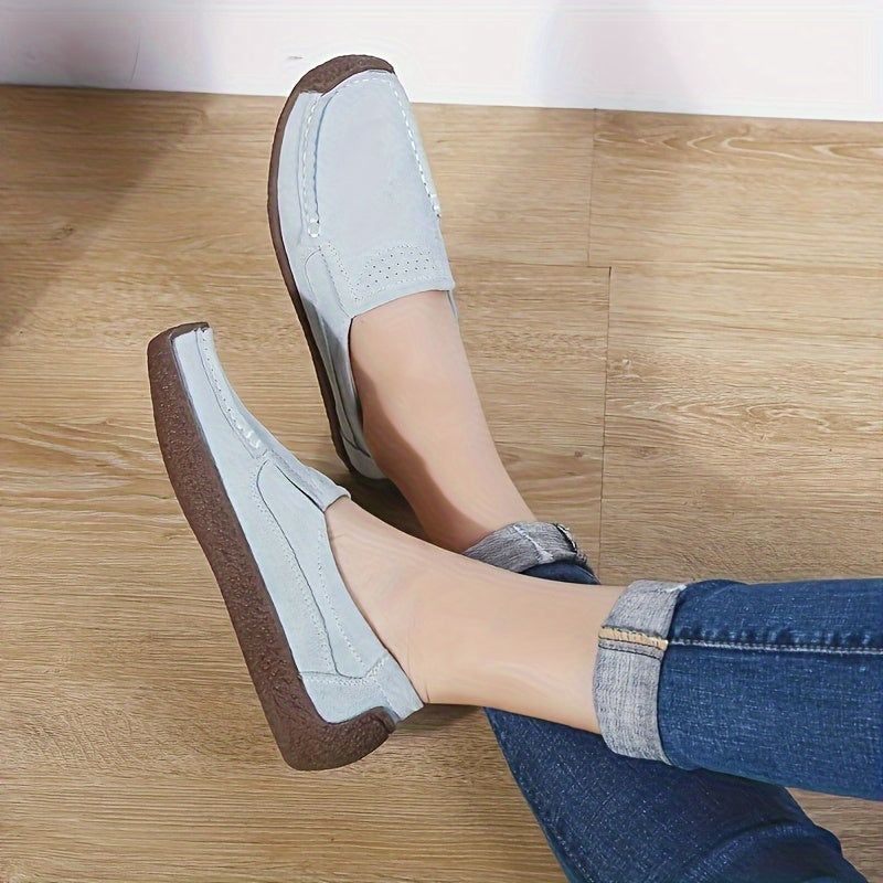 Women's Round Toe Slip-On Loafers Walking Shoes