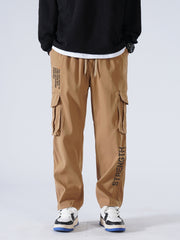 Men's Casual Drawstring Cargo Pants for Spring/Fall