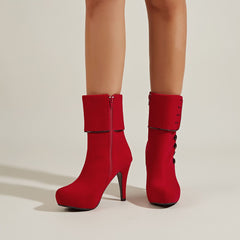 Stiletto High Heel Suede Ankle Boots for Women