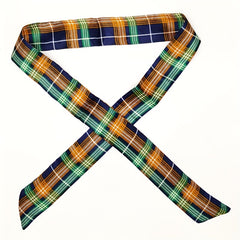 Classic Plaid Twilly Scarf Vintage Ribbon Neckerchief Satin Hair Ribbon
