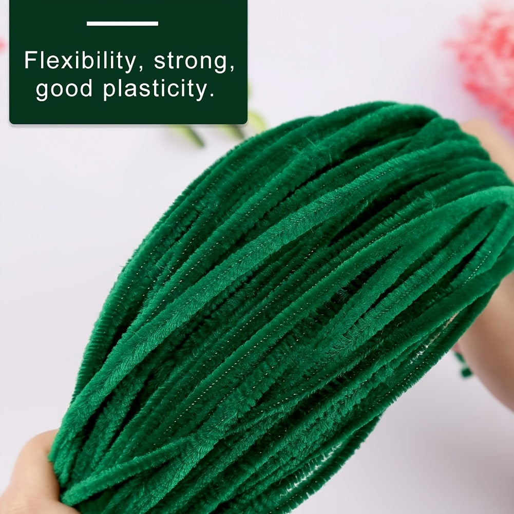 300pcs Dark Green Pipe Cleaner Craft Chenille Rod Christmas DIY Craft
