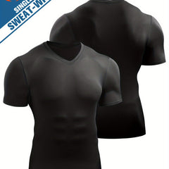 Men's Compression T Shirt V Neck Base Layer for Running Basketball Training