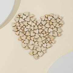 100pcs Wood Heart Cutouts Unfinished Wooden Heart Slices