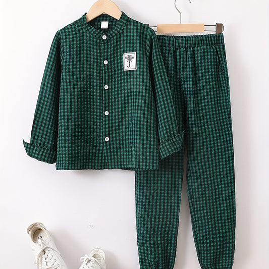 Boys Plaid Shirt&Pants Set Comfy Summer Kids Clothing