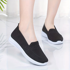 Women's Knit Flat Shoes Comfortable Low Top Slip On Casual Walking Shoes