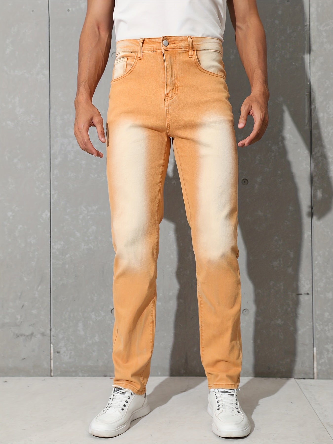 Y2k Slim Fit Jeans Mens Distressed Stretch Denim Pants