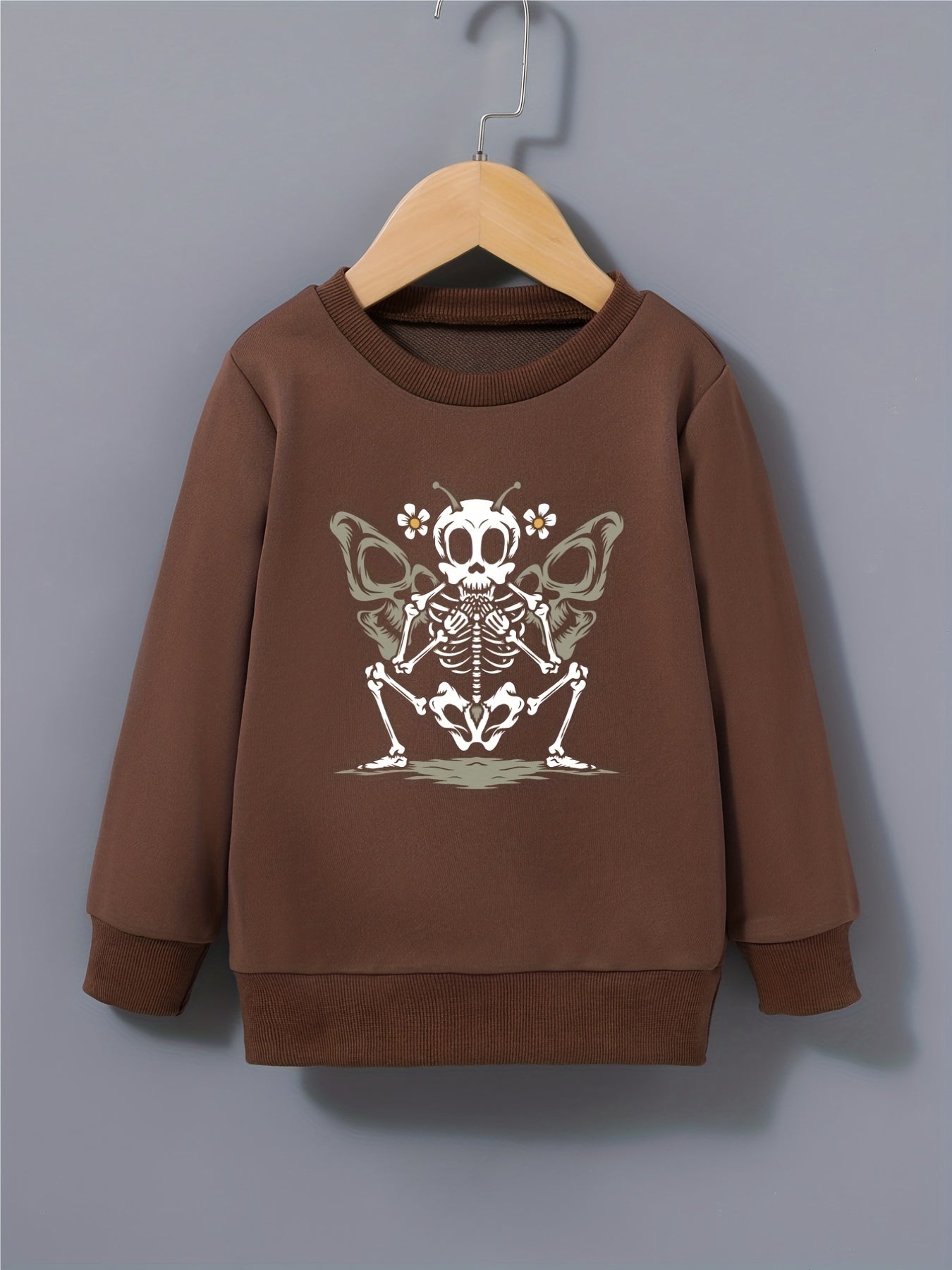 Kid's Halloween Butterfly Skeleton Sweatshirt Crew Neck Pullover