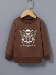 Kid's Halloween Butterfly Skeleton Sweatshirt Crew Neck Pullover