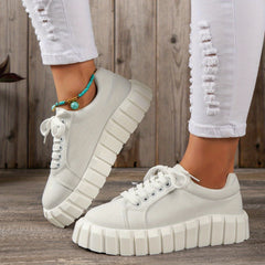 Women's Stylish Platform Sneakers Lace Up Outdoor Shoes
