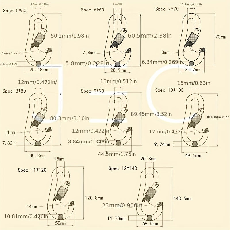 Heavy Duty Locking Carabiner Stainless Steel Snap Hooks