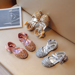 Girls Sequin Dress Shoes Soft Bottom Lightweight Breathable Shoes