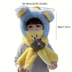 Kids Plush 2-In-1 Hat & Scarf Ear Protection Winter Hat & Neck Warmer