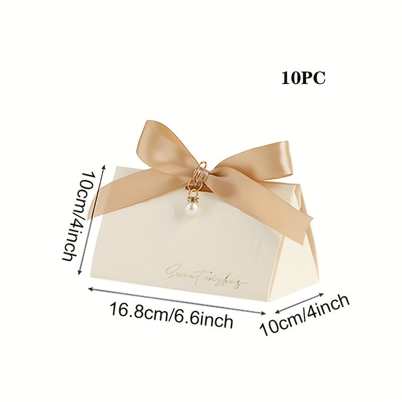 10pcs Champagne Triangle Candy Boxes for Parties