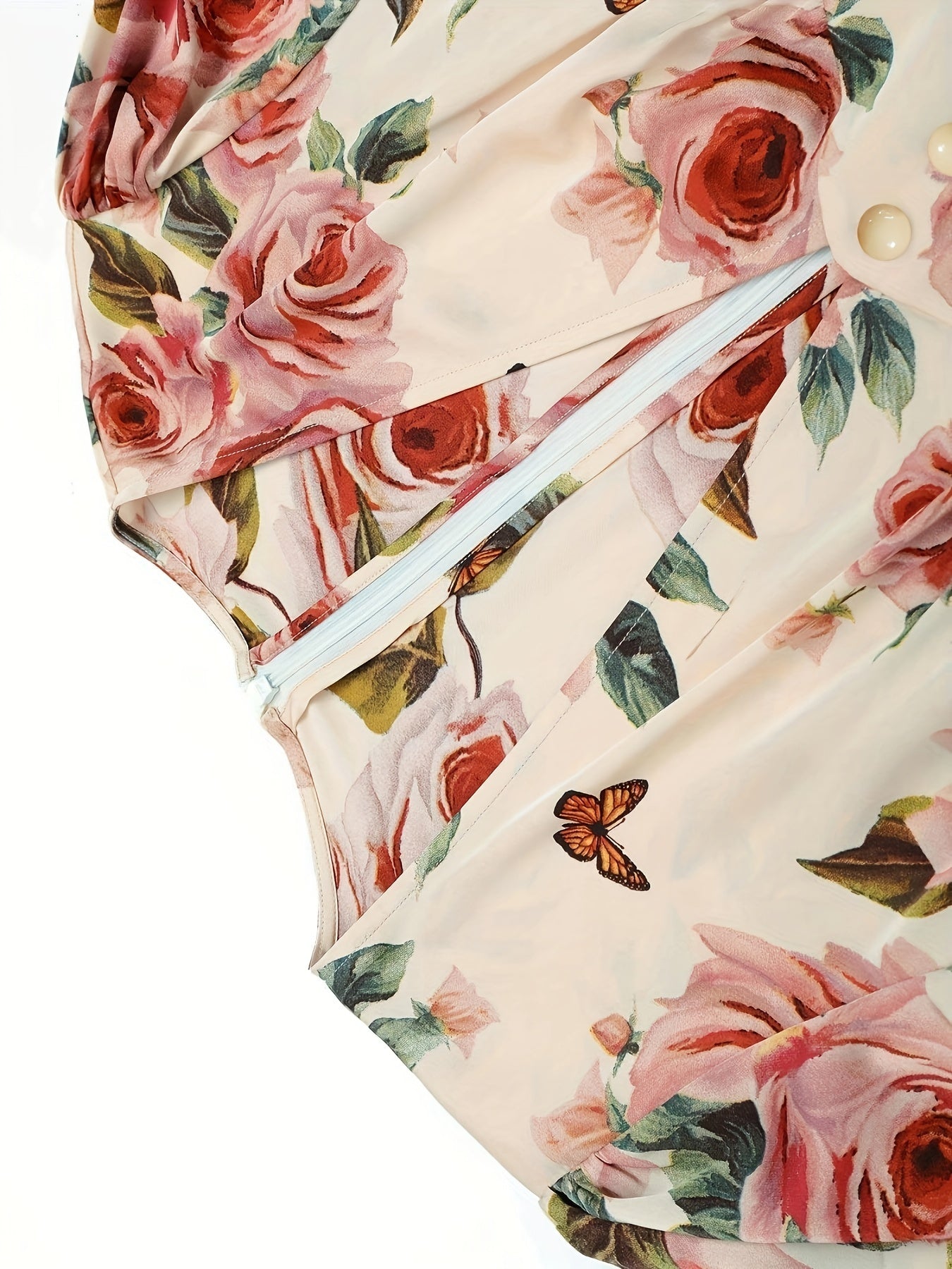 Floral Print Lantern Sleeve Maxi Dress