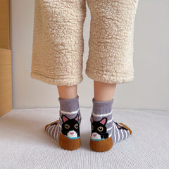 5 Pairs Cartoon Cat Print Socks Women's Stockings