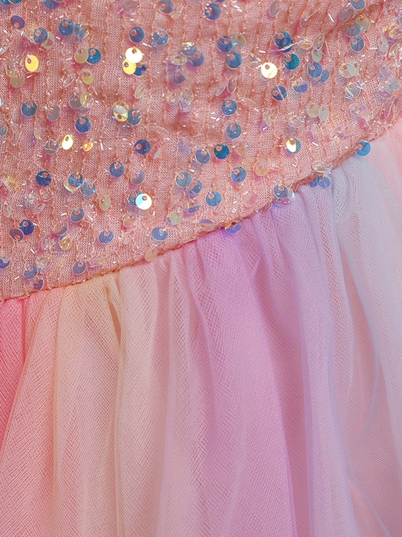 Girls Sequin Mesh Princess Skirt Ball Gown