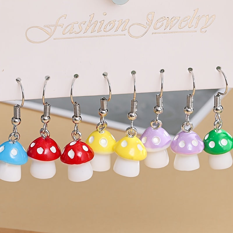 10pcs Random Color Little Mushrooms Kids' Funny Earrings