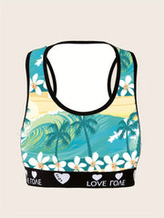 Tropical Print Racer Back Bralette