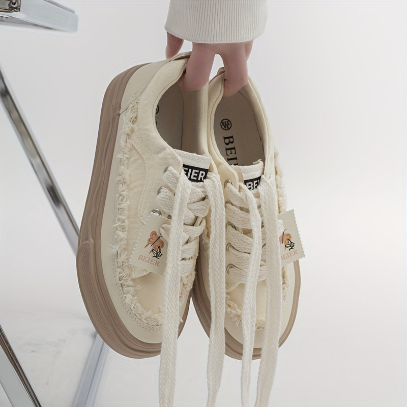 Platform Lace-Up Skate Shoes Thick Sole Women's Sneakers