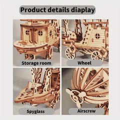 3D Wooden Puzzle Airship Model Kit for Adults - Building Brain Teaser