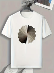 Geometric Pattern Men's Sports T-shirt, Comfortable Outdoor Fitness Apparel