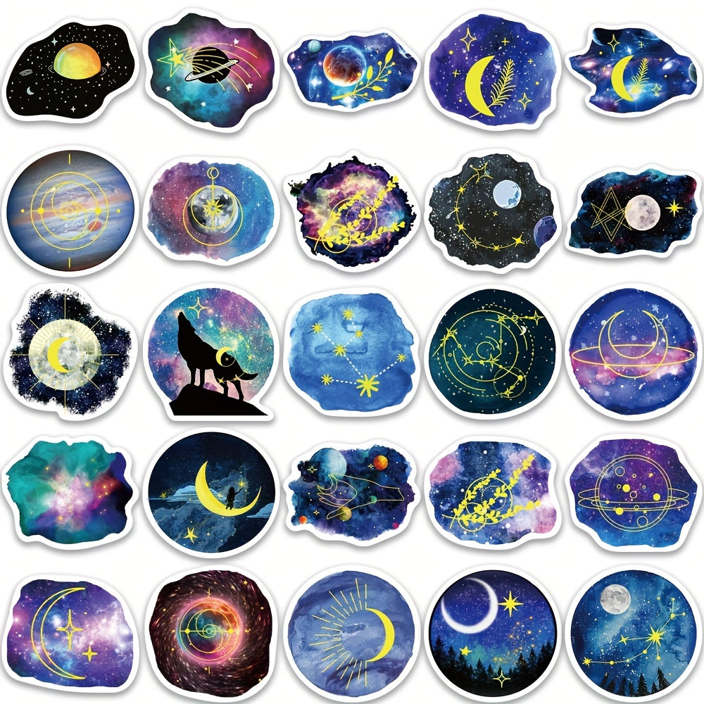 50pcs Moonlight Planet Stickers for Skateboard Laptop Gift Waterproof Graffiti