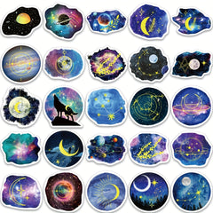 50pcs Moonlight Planet Stickers for Skateboard Laptop Gift Waterproof Graffiti