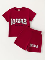 2pcs Boys Teen Casual T Shirt & Shorts Set for Summer
