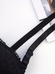 Floral Lace Push Up Bra Sexy Contrast Lace Bow Tie Underwire Bra