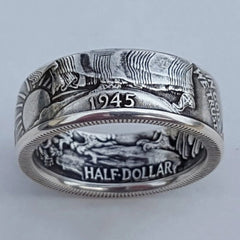 1945 History Ring Double Side Stamp Painting For Men