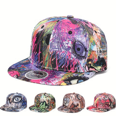 Graffiti Print Baseball Cap Men Women Snapback Hip Hop Flat Visor Hat